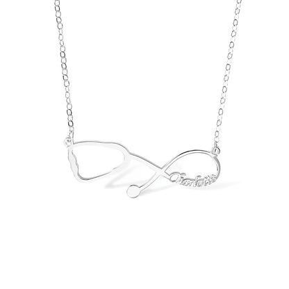 Custom Stethoscope Infinity Name Necklace