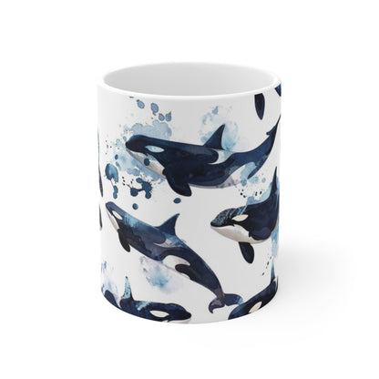 Watercolor Style Orca Whale Print 11oz Ceramic Mug