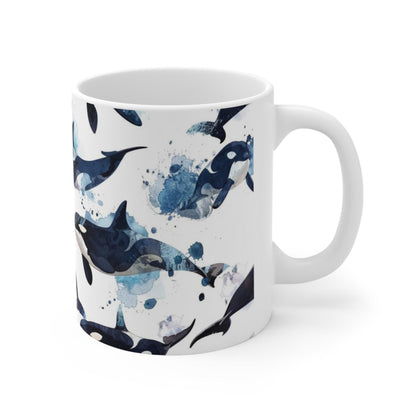 Watercolor Style Orca Whale Print 11oz Ceramic Mug