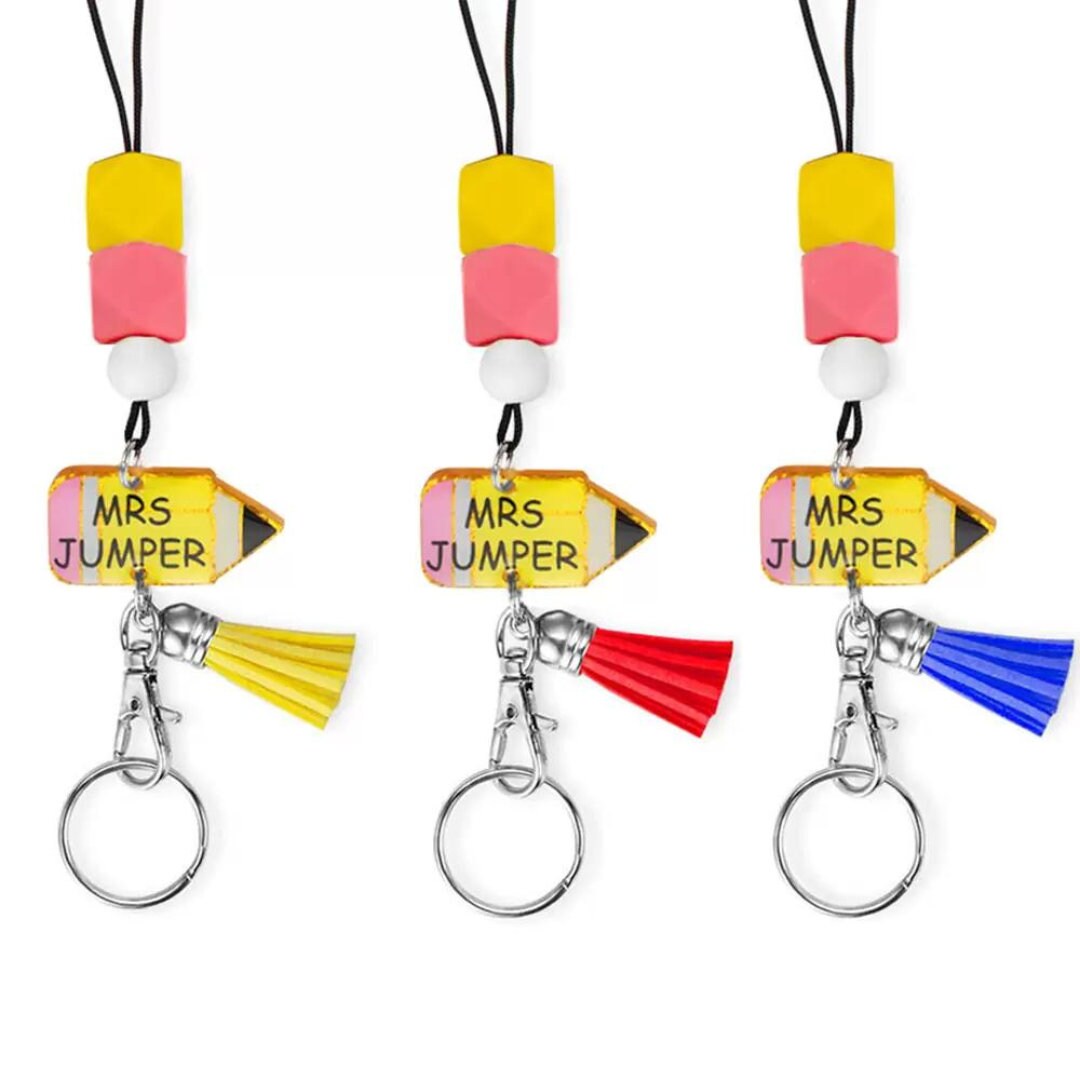 Custom Name Pencil Lanyard with Badge Holder