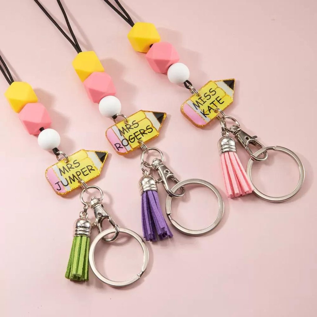 Custom Name Pencil Lanyard with Badge Holder