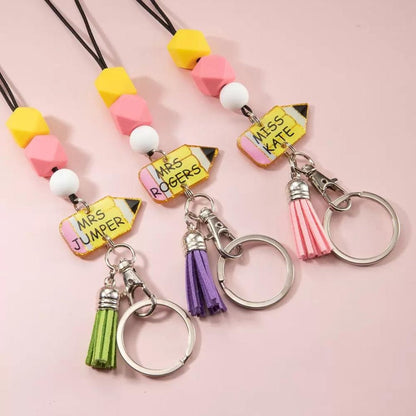 Custom Name Pencil Lanyard with Badge Holder