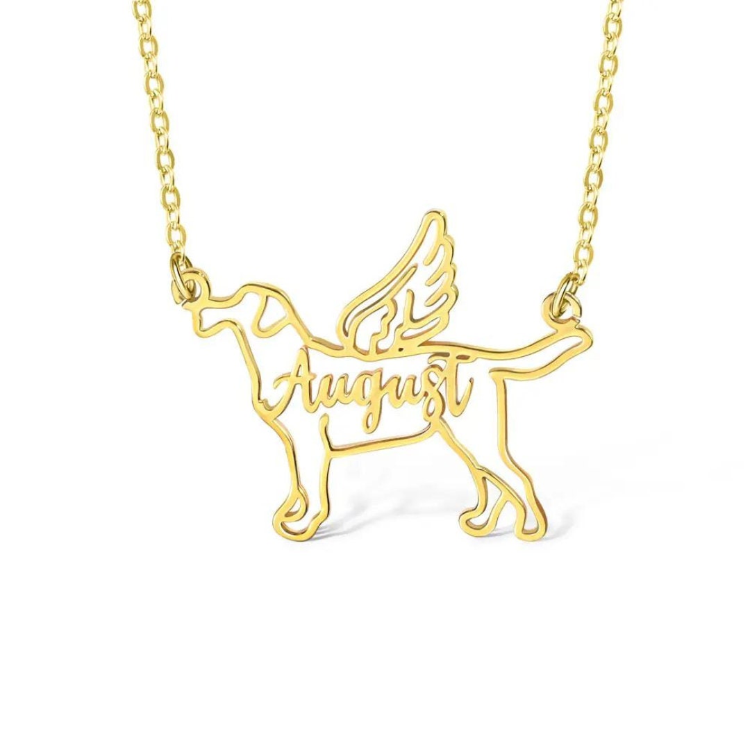 Personalized Dog Necklac with Angel Wings