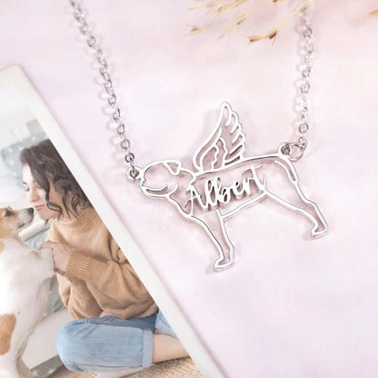 Personalized Dog Necklac with Angel Wings