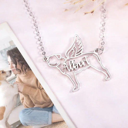 Personalized Dog Necklace with Angel Wings