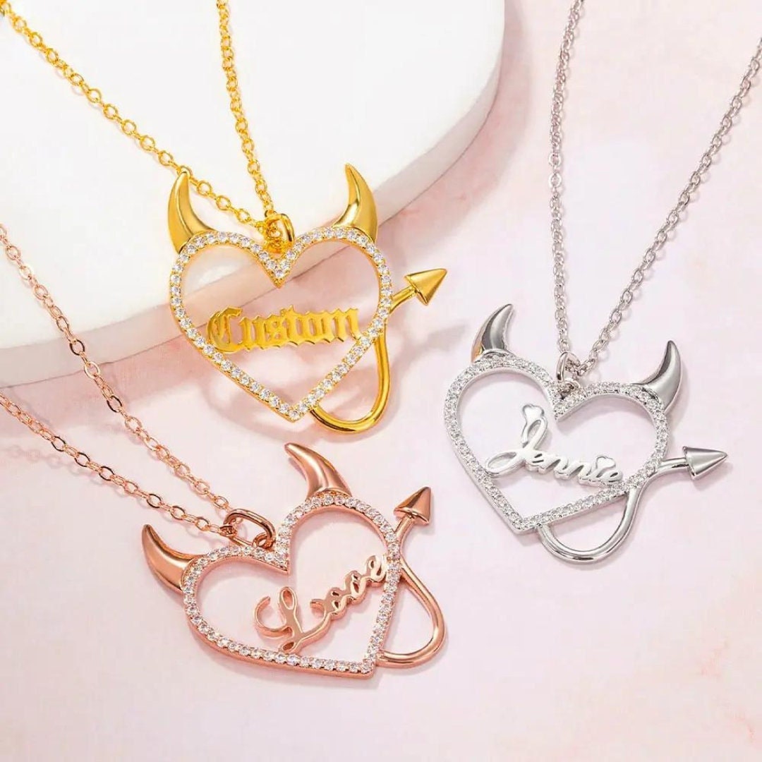Personalized Devil Heart Name Necklace