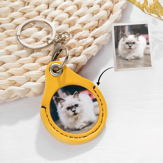 Personalized  Pet Photo Leather Keychain