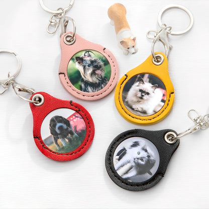 Personalized  Pet Photo Leather Keychain