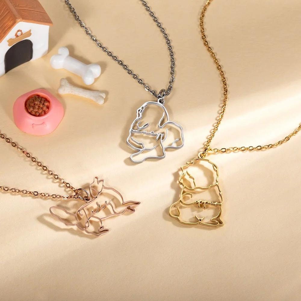 Personalized Dog Breed Silhouette Name Necklace