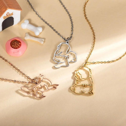 Personalized Dog Breed Silhouette Name Necklace