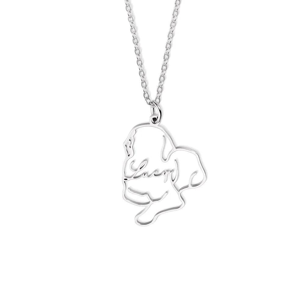 Personalized Dog Breed Silhouette Name Necklace