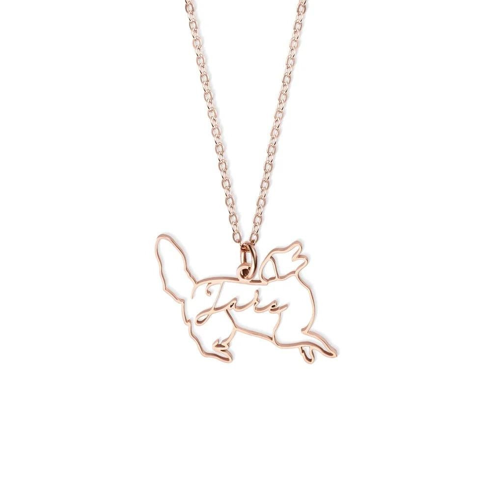 Personalized Dog Breed Silhouette Name Necklace