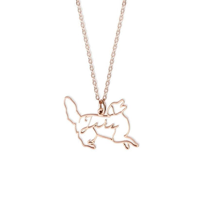 Personalized Dog Breed Silhouette Name Necklace