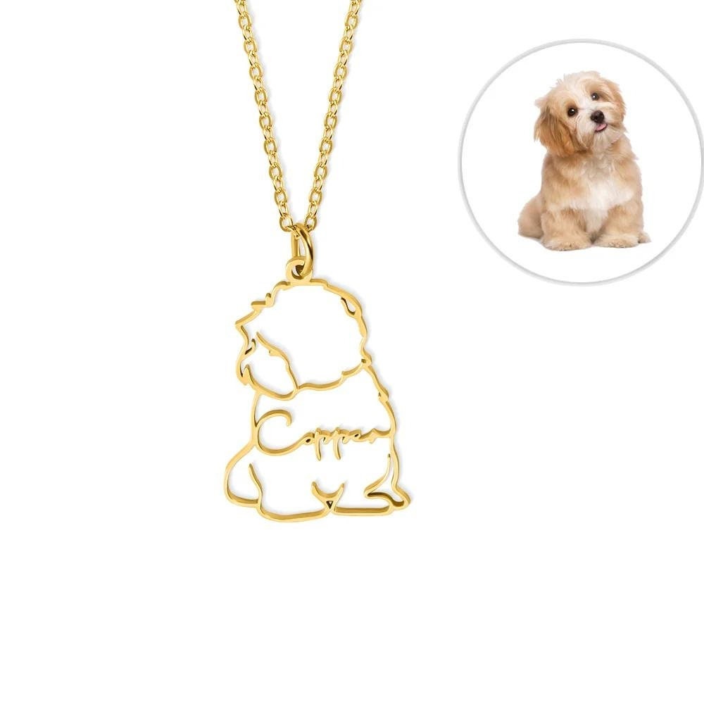 Personalized Dog Breed Silhouette Name Necklace