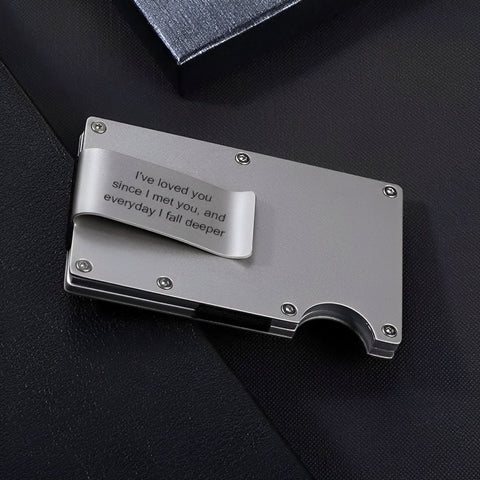 Personalized Ultra Slim Men's Money Clip and Card Holder in Aluminium Alloy