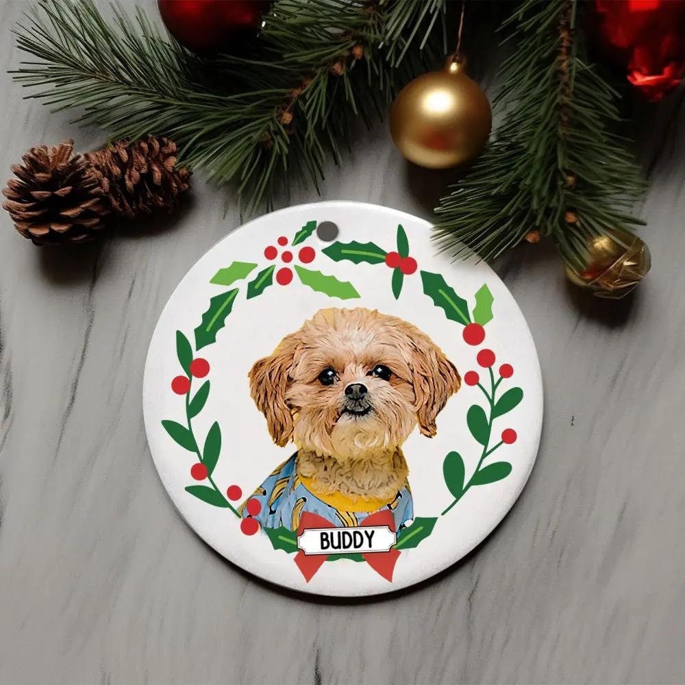 Custom Christmas Pet Portrait Ornament