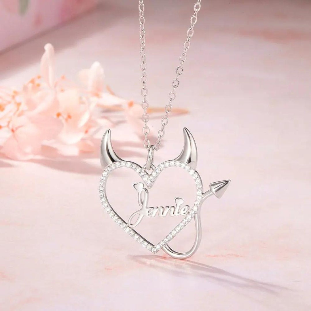 Personalized Devil Heart Name Necklace