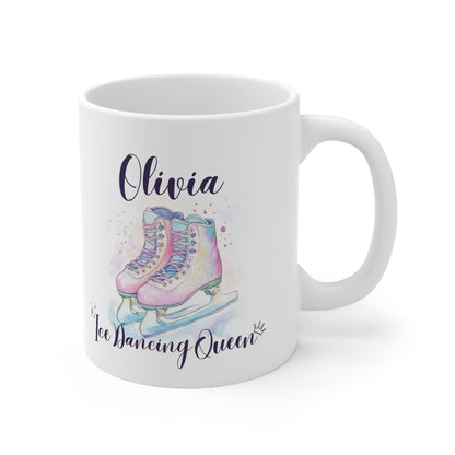 Custom Name Figure Ice Skating Watercolor Themed Ceramic Mug