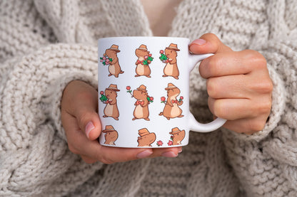 Gentlemen Capybara Print 11oz Ceramic Mug