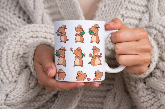 Gentlemen Capybara Print 11oz Ceramic Mug