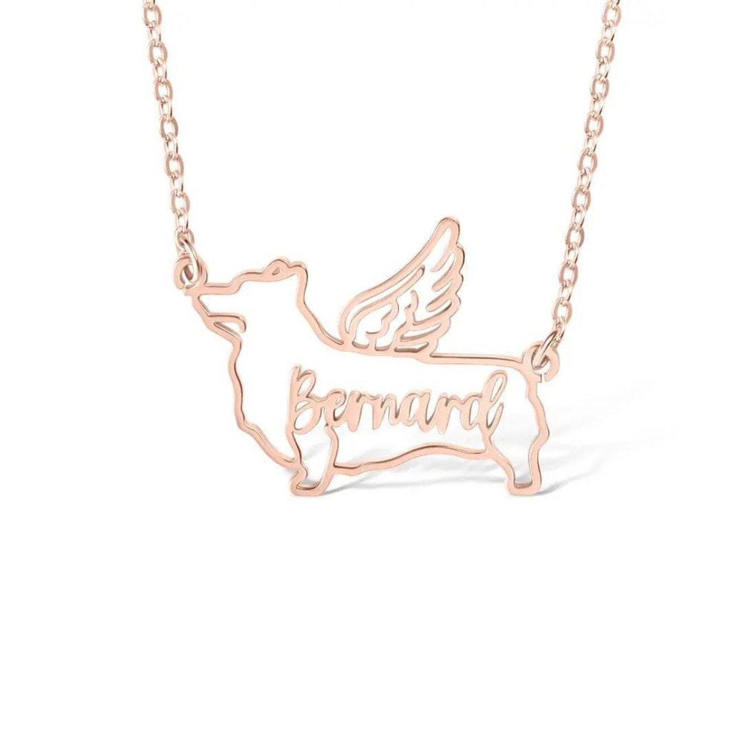 Personalized Dog Necklac with Angel Wings