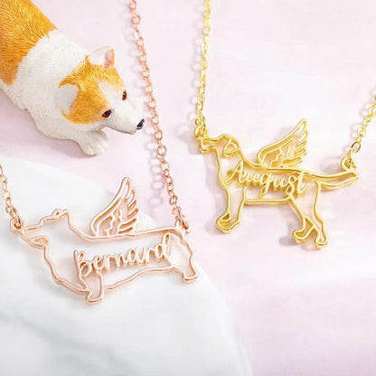 Personalized Dog Necklac with Angel Wings