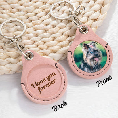 Personalized  Pet Photo Leather Keychain
