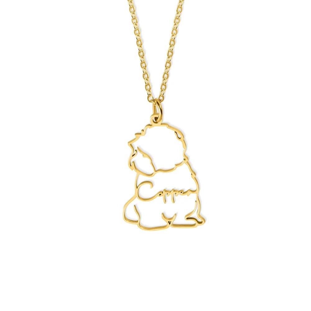 Personalized Dog Breed Silhouette Name Necklace