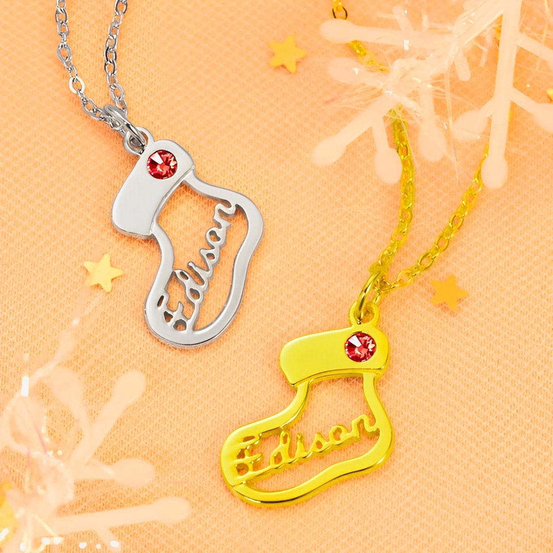 Customized Christmas Stocking Name Necklace