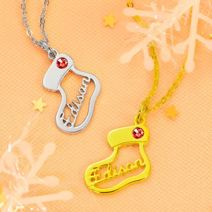 Customized Christmas Stocking Name Necklace