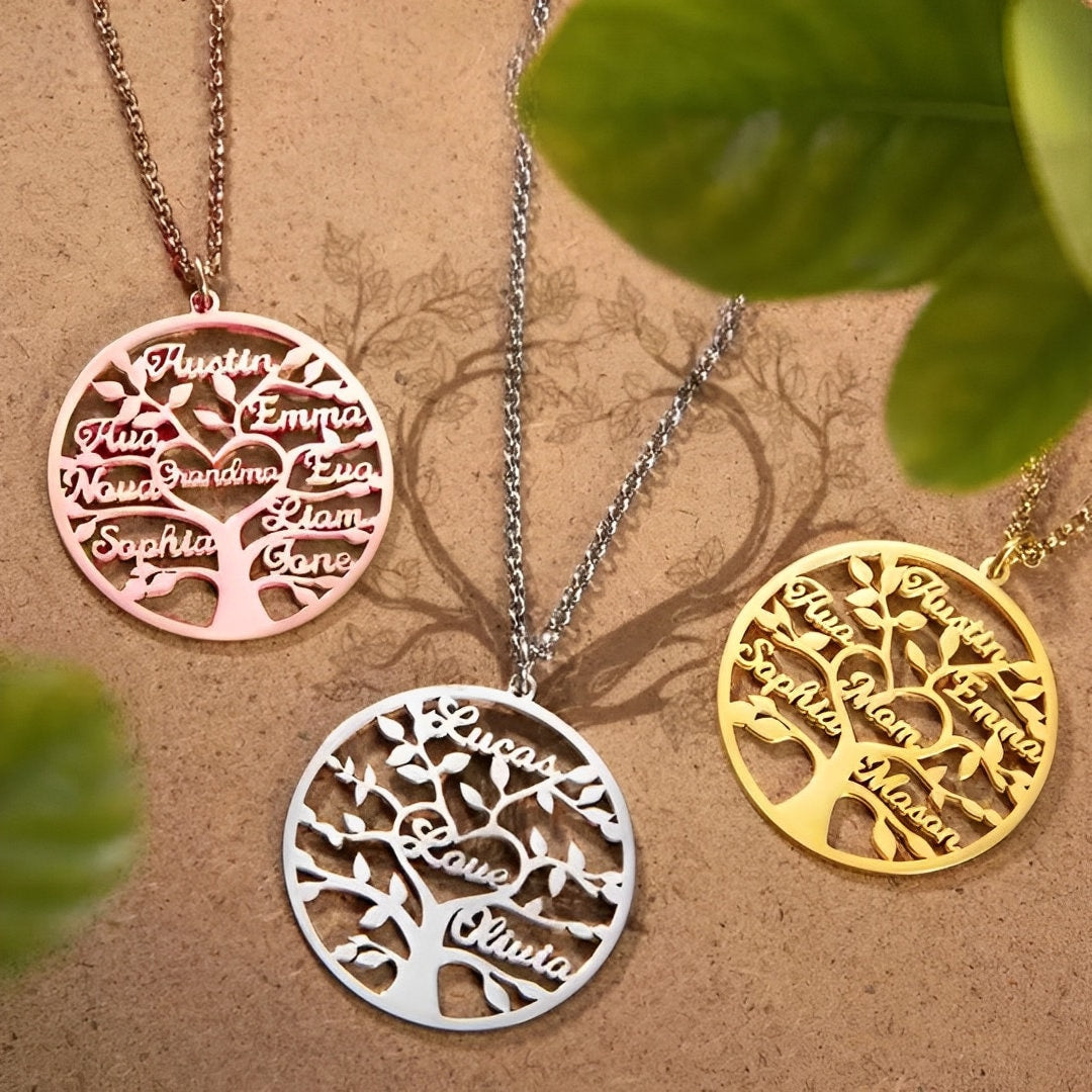 Custom Engraved Names Family Tree Necklace
