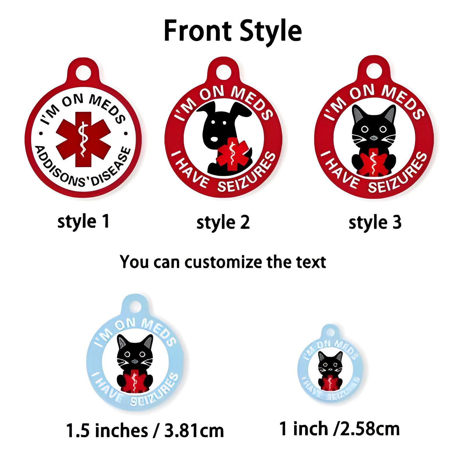 Custom Medical Alert Pet Collar Tag – Bella Olivia Gifts