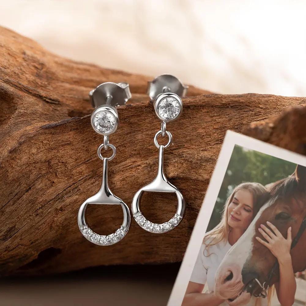 Personalized Birthstone Horse Bit Earrings