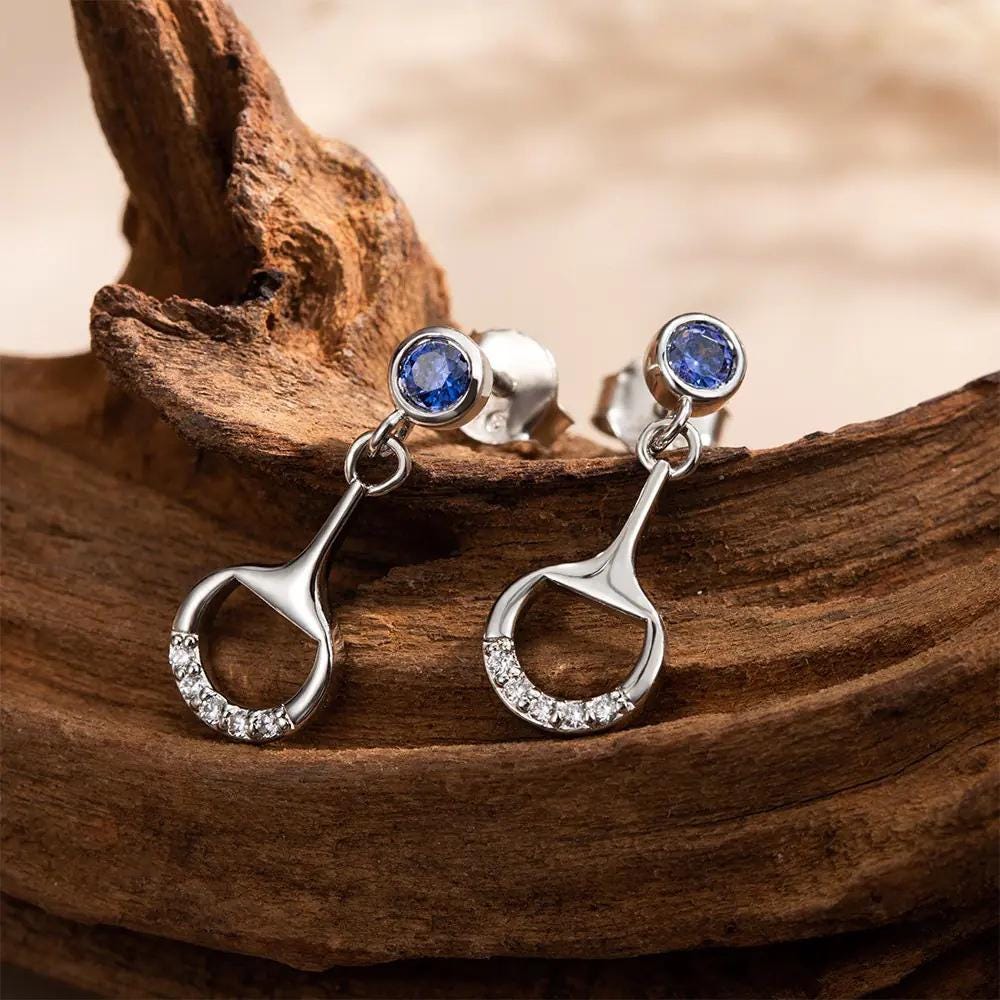 Personalized Birthstone Horse Bit Earrings
