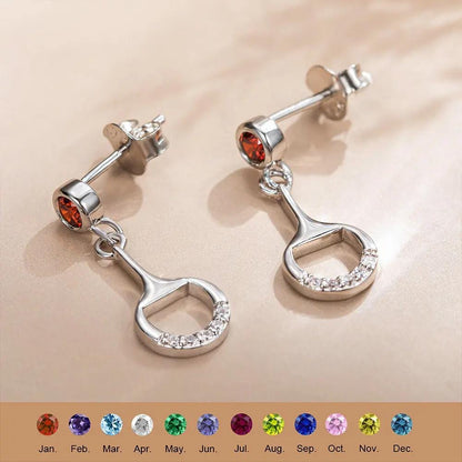 Personalized Birthstone Horse Bit Earrings