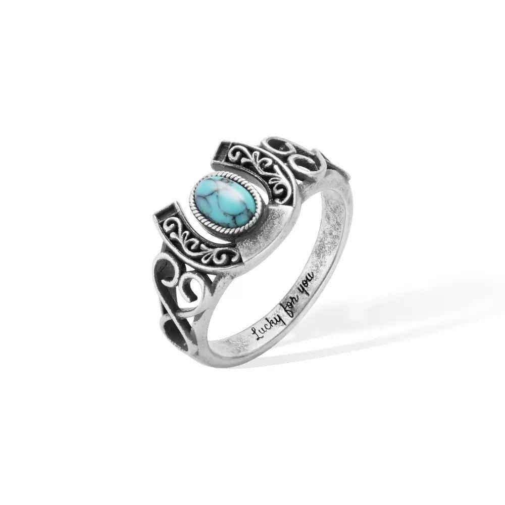 Personalized Vintage Horseshoe Turquoise Ring