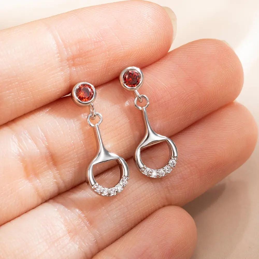 Personalized Birthstone Horse Bit Earrings