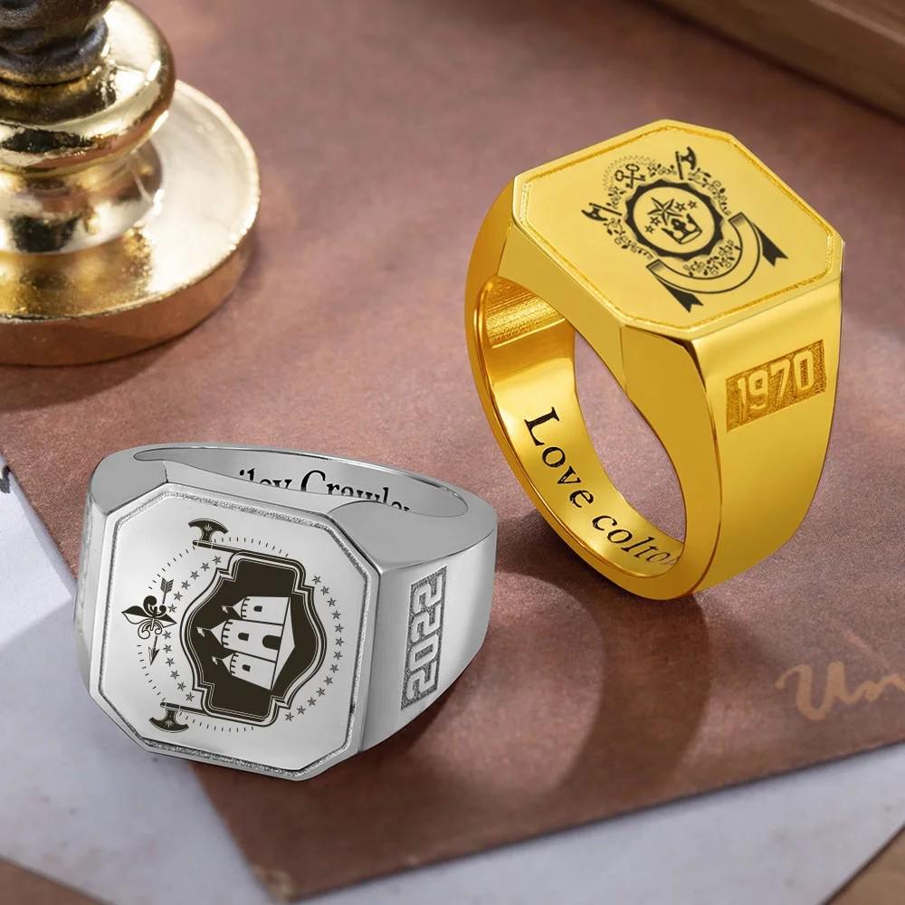 Square Champion Ring with Custom Logo
