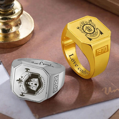 Square Champion Ring with Custom Logo