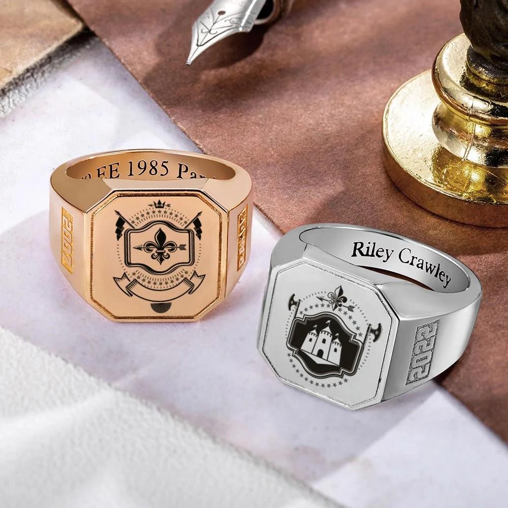 Square Champion Ring with Custom Logo