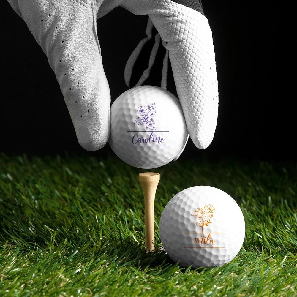 Custom Name + Birth Flower Golf Ball