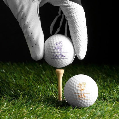 Custom Name + Birth Flower Golf Ball