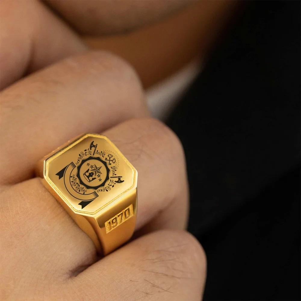Square Champion Ring with Custom Logo