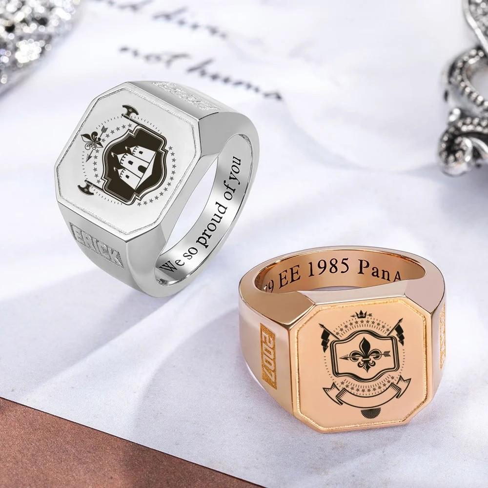 Square Champion Ring with Custom Logo