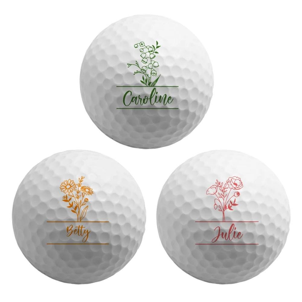 Custom Name + Birth Flower Golf Ball