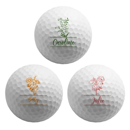 Custom Name + Birth Flower Golf Ball