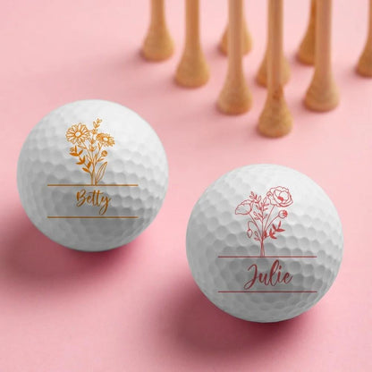 Custom Name + Birth Flower Golf Ball