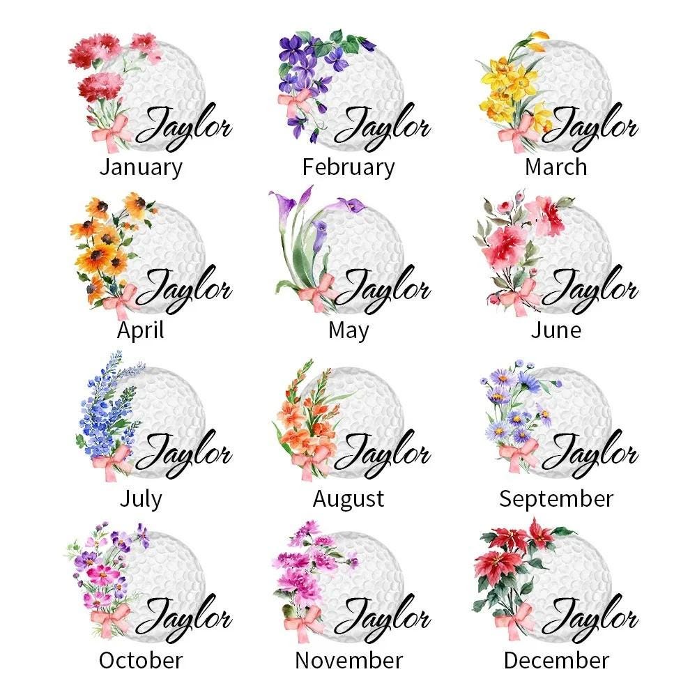 Personalized Birth Flower & Name Golf Cosmetic Bag