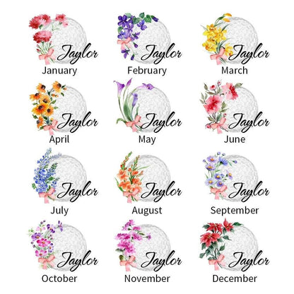 Personalized Birth Flower & Name Golf Cosmetic Bag