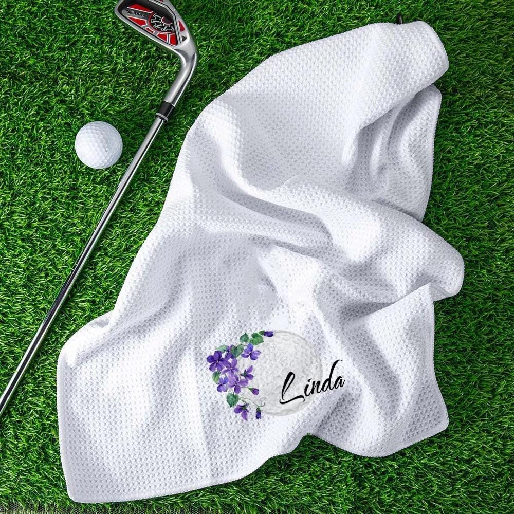 Personalized Birth Flower & Name Golf Towel